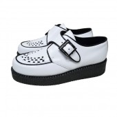 White leather buckle single sole